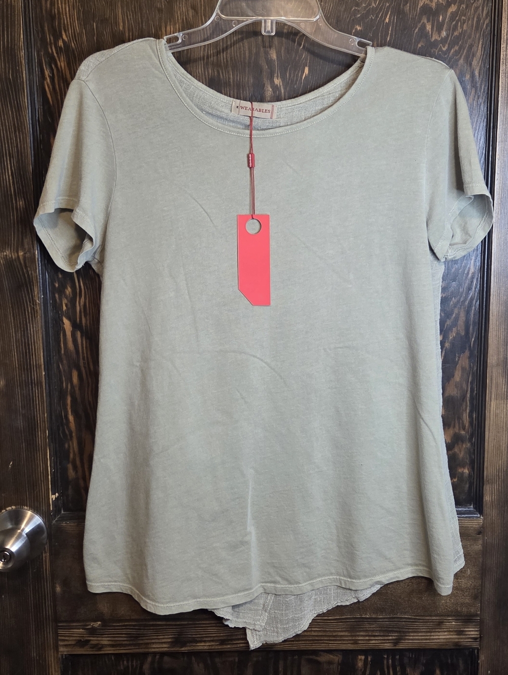 NWT XCVI Wearables  Sage Green Scoop Neck 'Split Back' Short Sleeve Tee